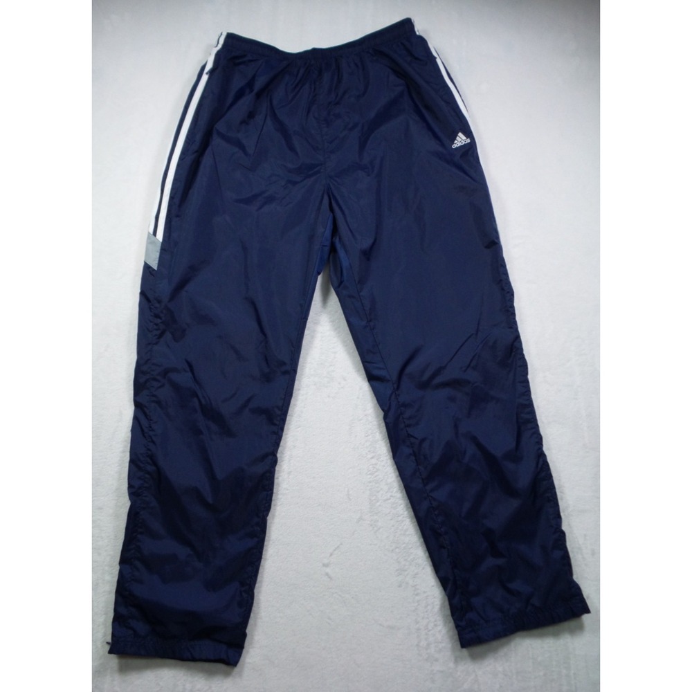 Vintage Adidas Track Pants Mens Size XL Blue Windbreaker 3-Stripe Lined Zip